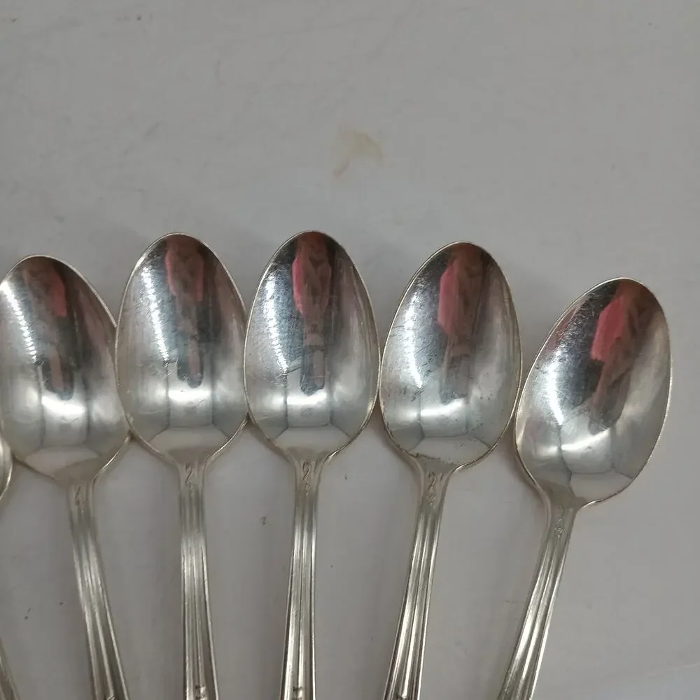 8X Tsp Vtg Manor Plate Triple Rose Rosedale Teaspoons Silverplate